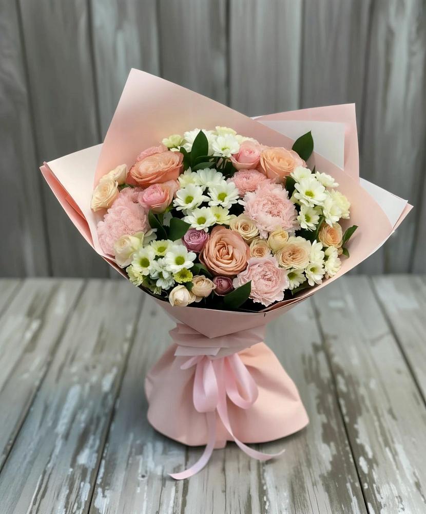 Букет цветов из: Гвоздики, Розы и Хризантемы в Марьино Сергиево-Посадский района