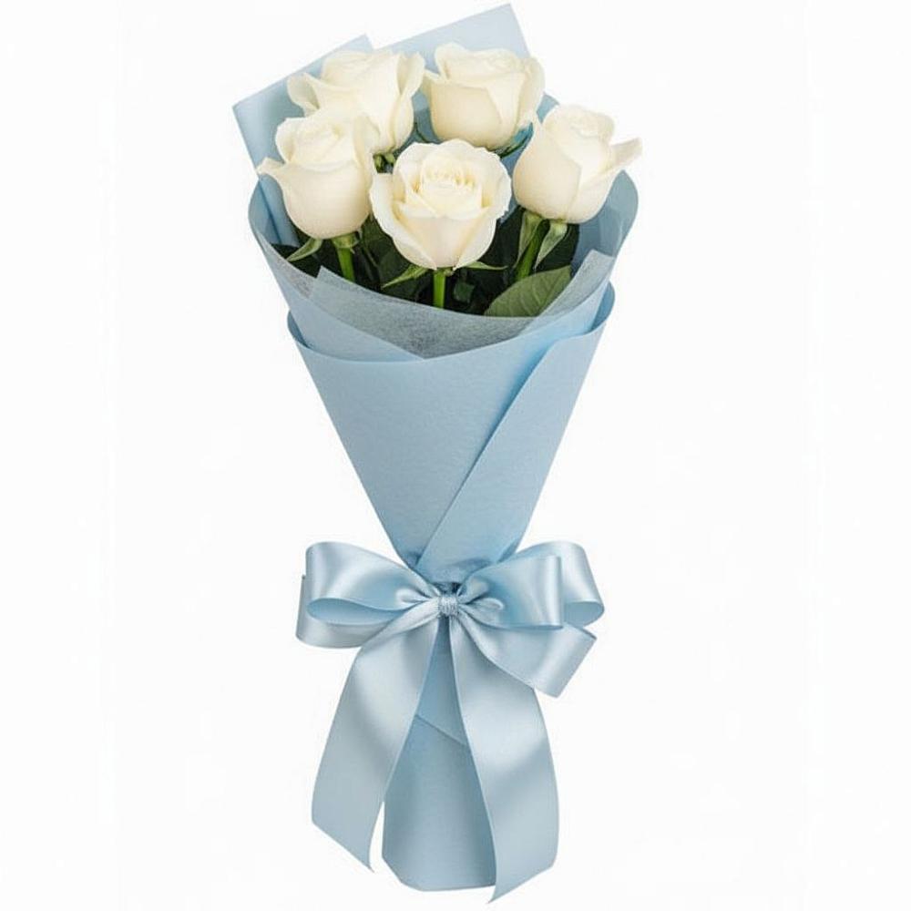 Букет 5 Белых роз Проуд в Марьино Сергиево-Посадский района