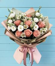 Букет цветов из:  Розы, Альстромерии и Лизиантусы #REPLACE_PRED# Марьино Сергиево-Посадский района