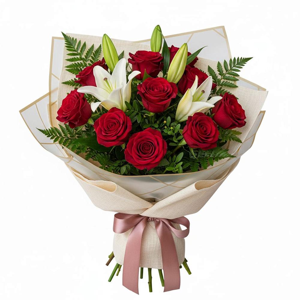 Букет цветов из: Лилии и Розы в Марьино Сергиево-Посадский района