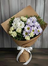 Букет цветов из:  Хризантемы и Розы в Марьино Сергиево-Посадский района