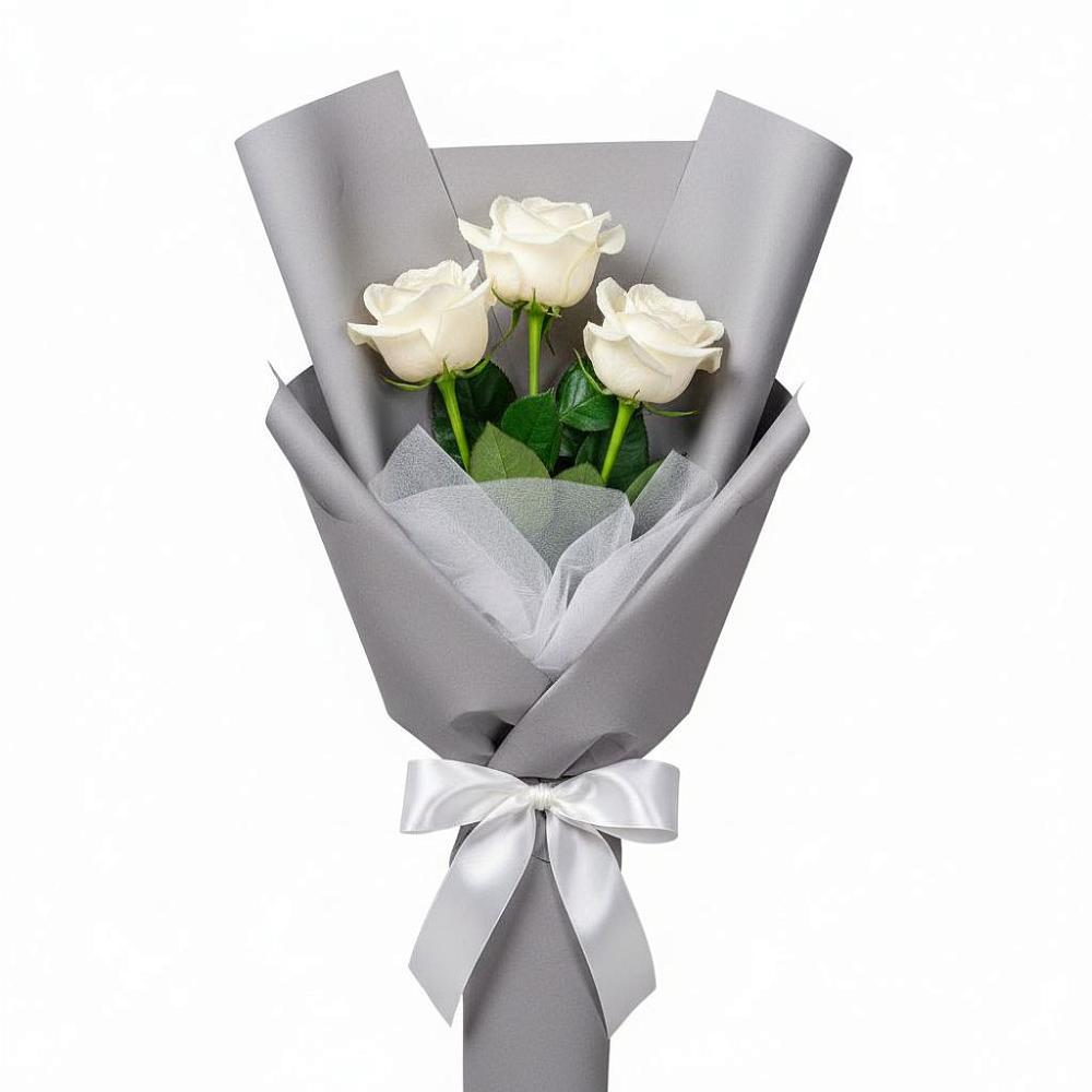 Букет 3 белые розы в Марьино Сергиево-Посадский района