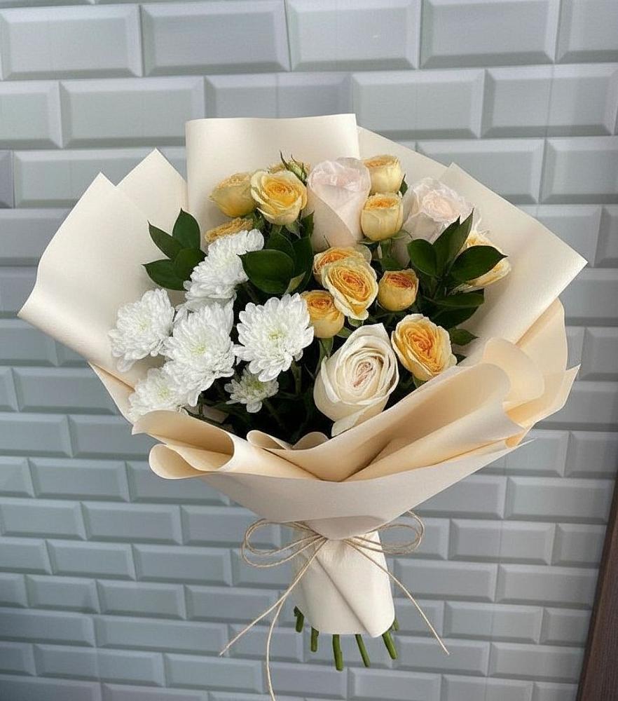 Букет цветов из: Розы и Хризантемы в Марьино Сергиево-Посадский района