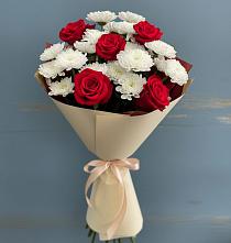 Букет цветов из:  Розы и Хризантемы в Марьино Сергиево-Посадский района