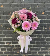 Букет цветов из:  Герберы и Хризантемы в Марьино Сергиево-Посадский района