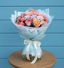 Букет цветов из:  Хризантемы и Розы в Марьино Сергиево-Посадский района