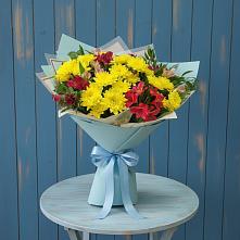 Букет цветов из:  Альстромерии и Хризантемы в Марьино Сергиево-Посадский района