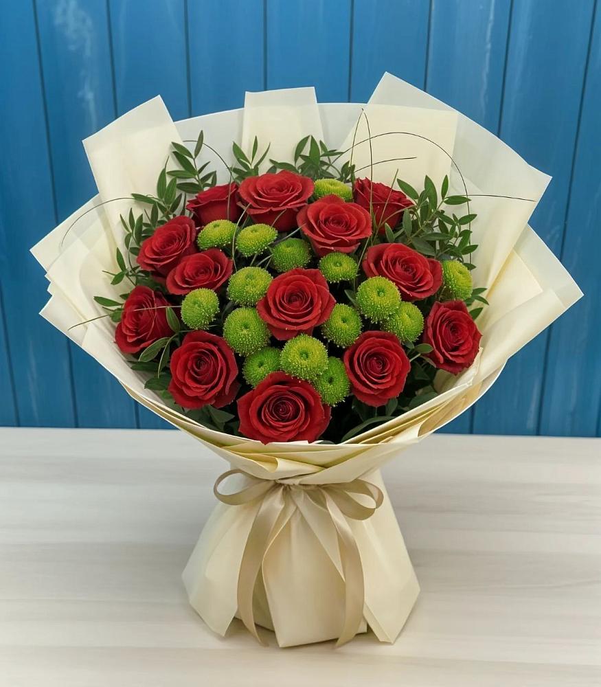 Букет цветов из: Розы и Хризантемы в Марьино Сергиево-Посадский района